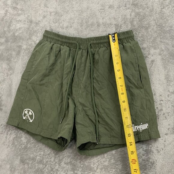 Civil Regime Shorts Mens Small Faux Suede Military Green Logo Athleisure Casual - Picture 3 of 13